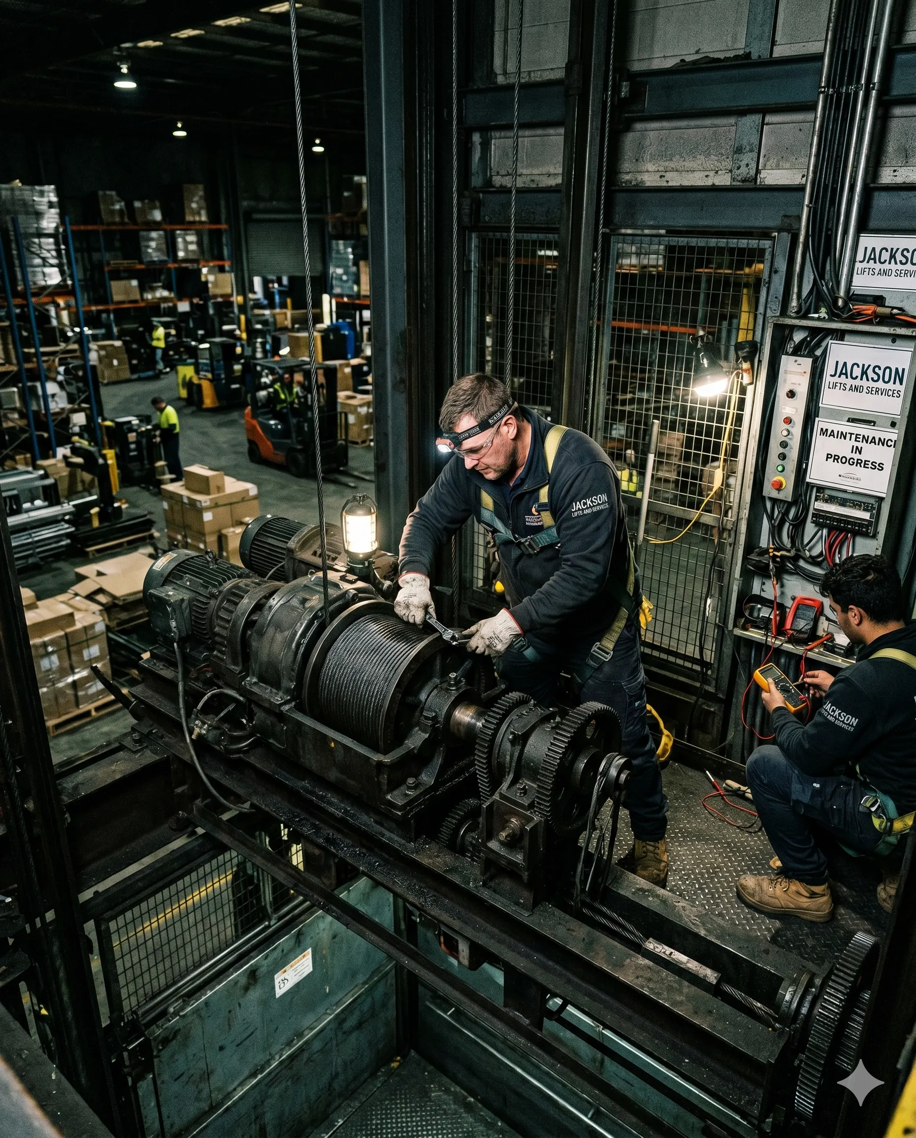 Industrial goods lift maintenance